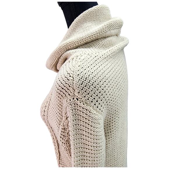 J BASICS Sweater Women SMALL Tan Turtleneck Open Knit Pullover Soft Cozy Fall - Picture 7 of 11